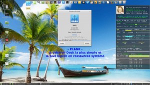 Dock PLANK 0.10 : TdB Cinnamon en bas, Dock PLANK en haut et Conky à droite