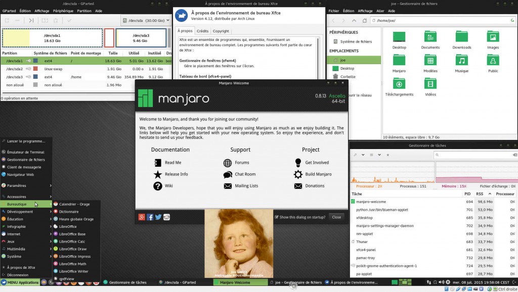 Manjaro 0.8.13 Rolling Release | Bureau XFCE 4.12 | MV sous VirtualBox 4.3.28