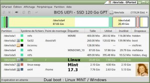 Linux Mint 17.3 | Éditeur de partitions GParted 0.18