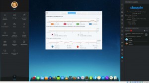 DEEPIN 15 : Centre de contrôle (à gauche) avec Informations du système et Mise à jour (à droite)