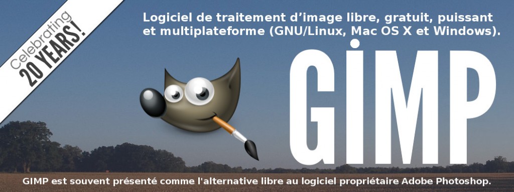 GIMP est un puissant logiciel libre multiplateforme de traitement d'image qui a fêté ses 20 ans en 2015