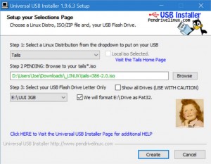 Universal USB Installer (UUI) – Easy as 1 2 3 avec ISO de Tails 2.0