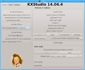 KXStudio 14.04 : Cadence (onglet System) - Ensemble d’outils utiles pour la production audio