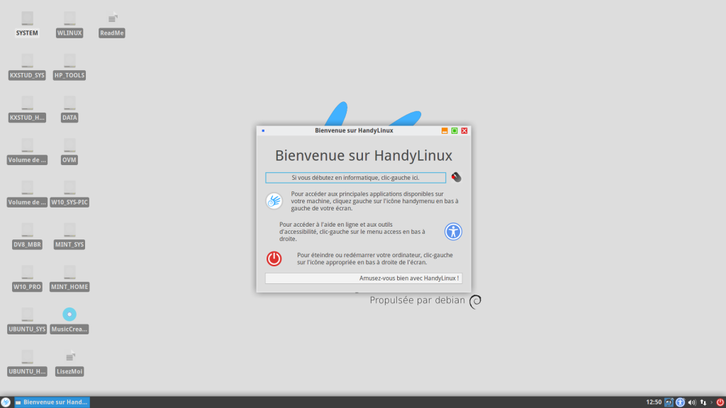 HandyLinux 2.4 : Écran au 1er démarrage