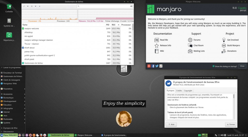 MANJARO 15.12 Rolling Release | Bureau XFCE 4.12-3 | MV sous VirtualBox 5.0.16