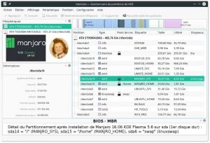 Manjaro Linux 16.06 : Gestionnaire de partitions de KDE 2.2