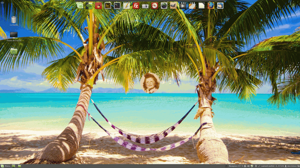 Linux MINT 18.0 - bureau personnalisé Cinnamon 3.0 : quelque part en Polynésie française ! (GIF animé)
