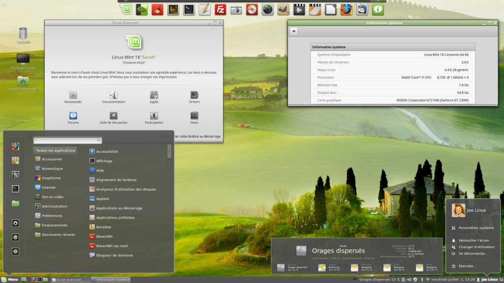 Linux MINT 18.0 : Bureau Cinnamon personnalisé - Thème, Fond d'écran et dock Plank