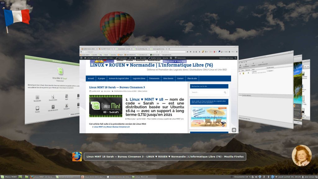 Linux MINT 18.0 Cinnamon : Fenêtres avec ALT+TAB – Style Coverflow (3D)