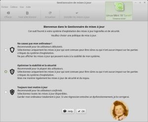 Linux MINT 18.0 Cinnamon : Gestionnaire de mises à jour et Politique de màj