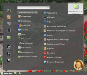 Linux MINT 18 : Le Menu de Cinnamon 3, simple et efficace !