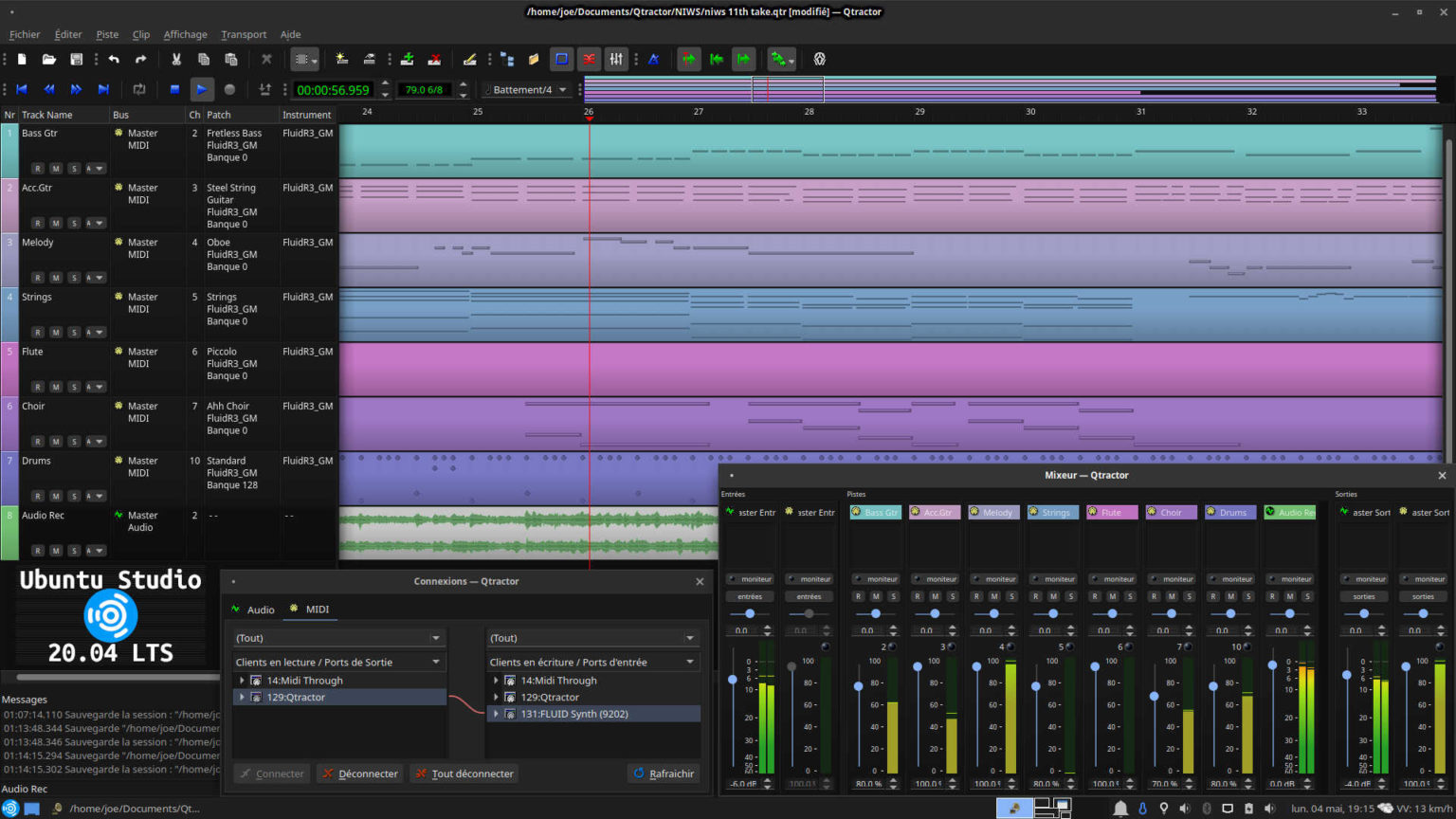 Fl studio linux. Ubuntu studio. qtractor.